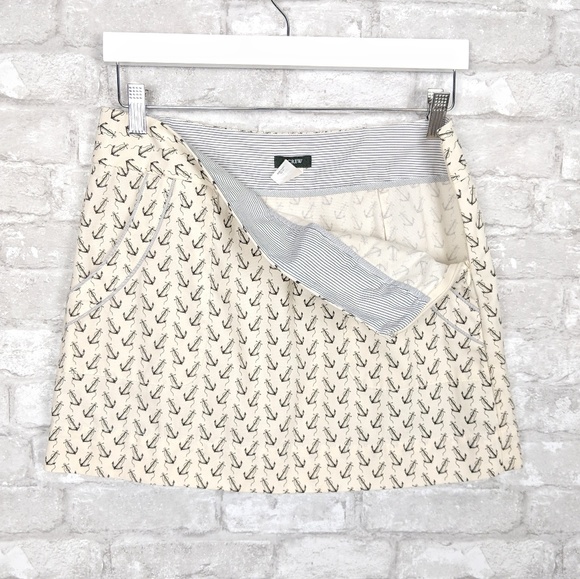 J Crew Anchor Skirt 8 Nautical White Cotton Mini - Picture 4 of 6